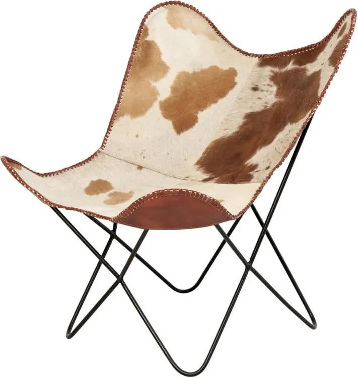 Farfalla barna-fehér bőr pillangó alakú szék - sømcasa