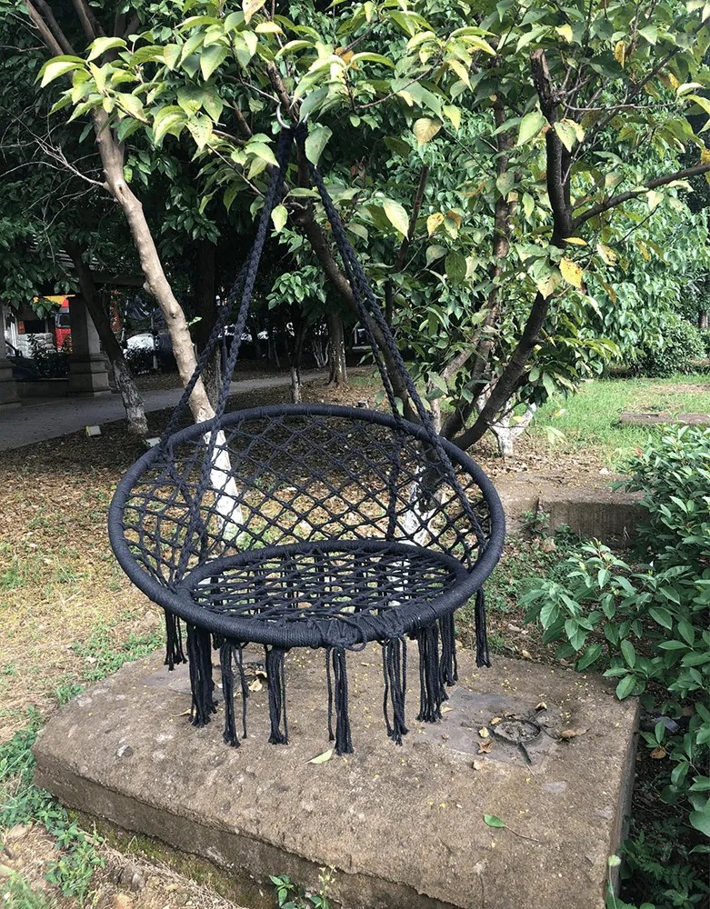 Függő szék, pamut+fém/fekete, AMADO 2 NEW