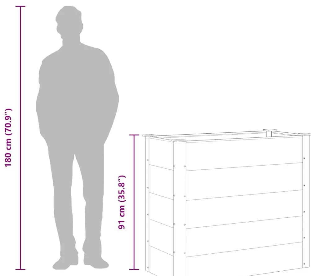 szürke WPC kerti magaságyás 100 x 50 x 91 cm