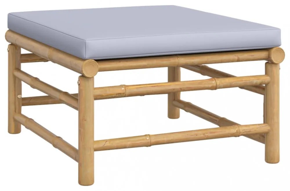 12 részes bambusz kerti ülőgarnitúra világosszürke párnákkal