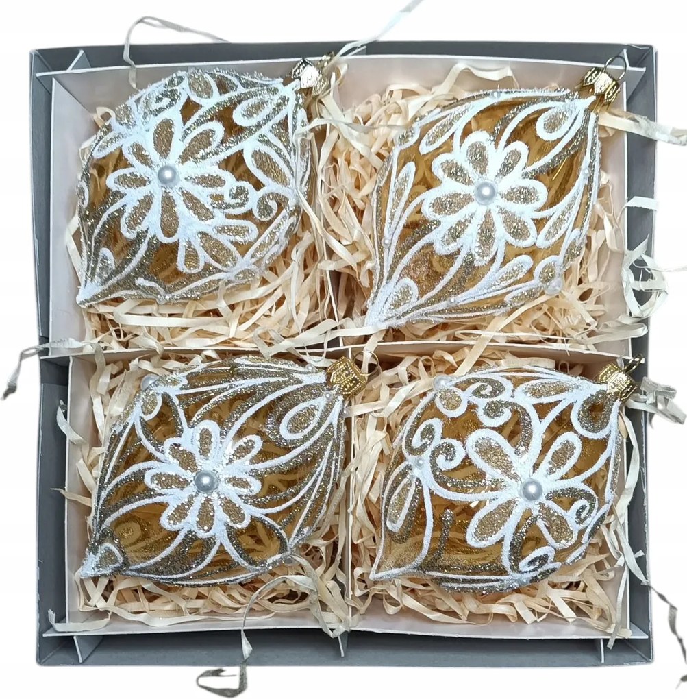 Üveg karácsonyfadísz 4 db 11 cm. Citrom Csak 1 Szett