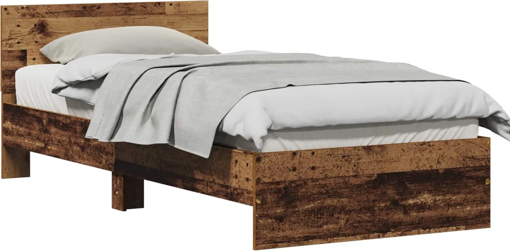 vidaXL Ágykeret fejtámlával Öreg fa 75 x 190 cm Faanyag