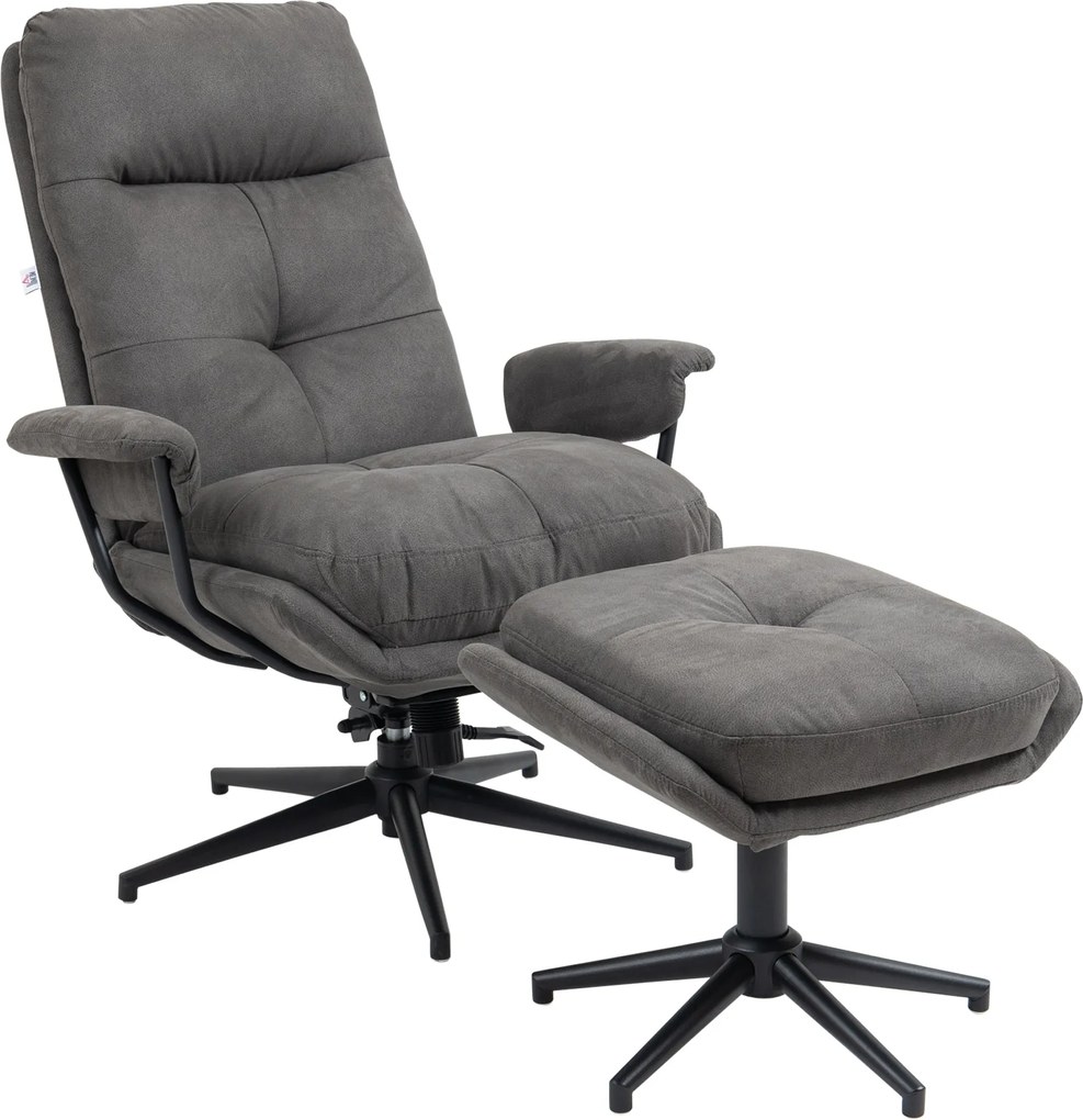HOMCOM Fotel Lábpihentetővel, TV Fotel Forgó Alappal, TV Fotel Dőlésszabályozó Funkcióval, Nappaliba, Hálószobába, 150 kg Terhelhetőség, Poliészter, A