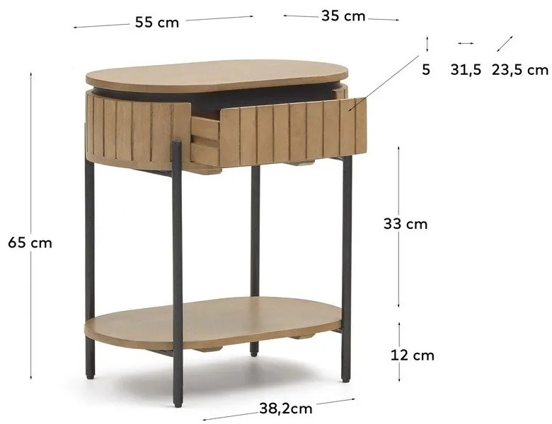 Mangófa éjjeliszekrény Licia - Kave Home