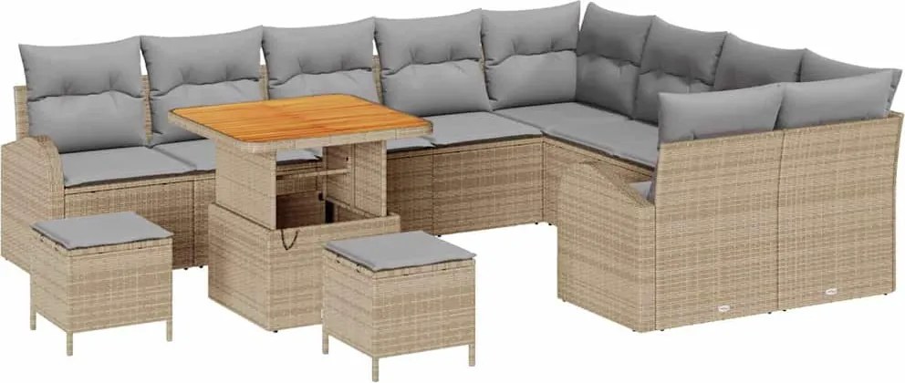 vidaXL Kerti Kanapé Szett párnával 12 pcs Beige és Világosszürke