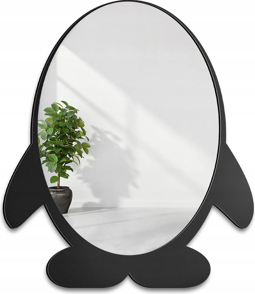 Gyerek dekorációs tükör fekete keretben mdf Pingvin 70x81