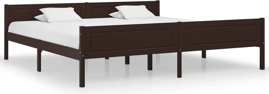 vidaXL sötétbarna tömör fenyőfa ágykeret 200 x 200 cm