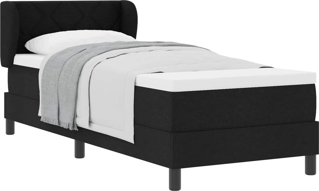vidaXL Boxrugós ágy matracmal fejtámlával Fekete 80 x 200 cm szövet