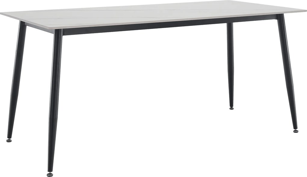 Étkezőasztal, fehér márvány/fekete, 160x80 cm, FLORENC TYP 2