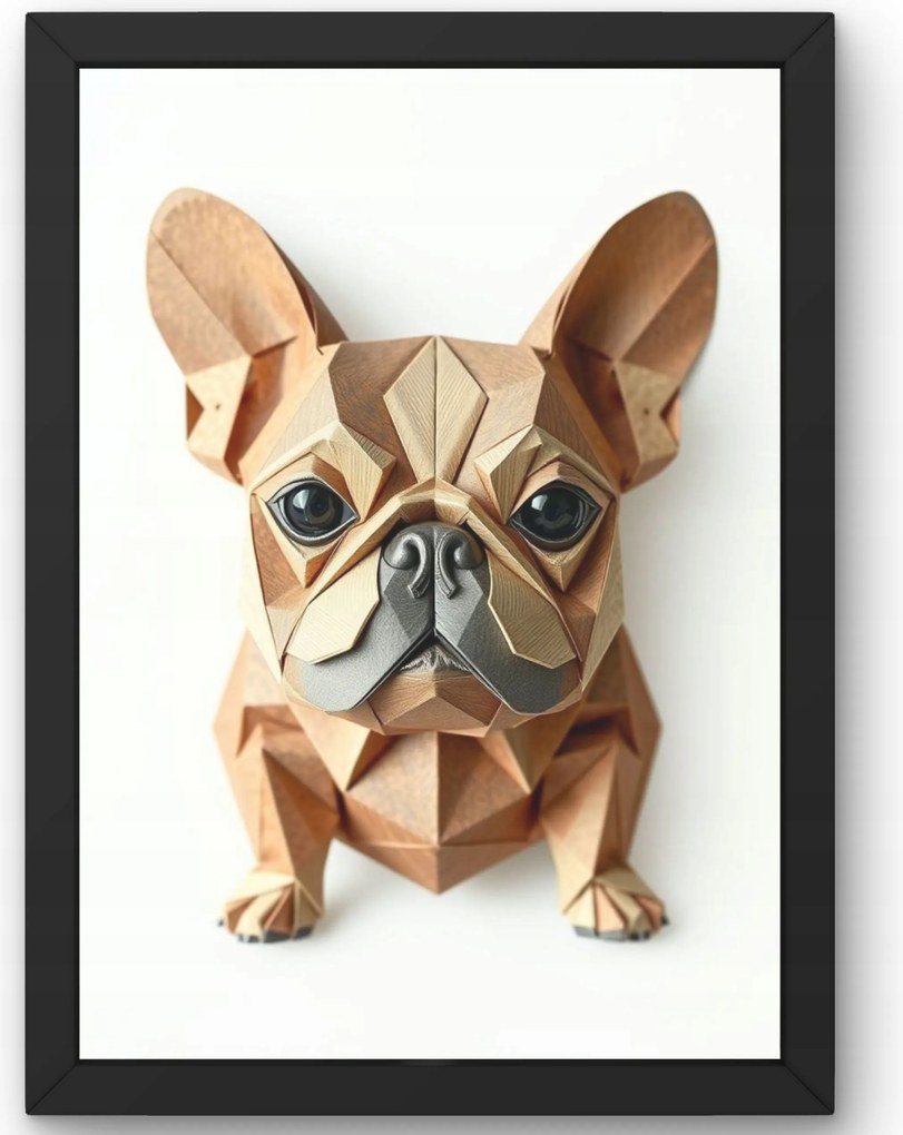 Poszter Francia bulldog fa effekt 3D A4 méret