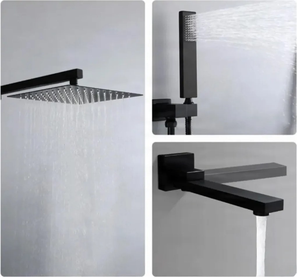 Zuhanypanel EYN PT04042 falba süllyesztett kivitelben, LED-világítással, többféle színváltozatban, például krómban és matt feketében — 30 cm —…