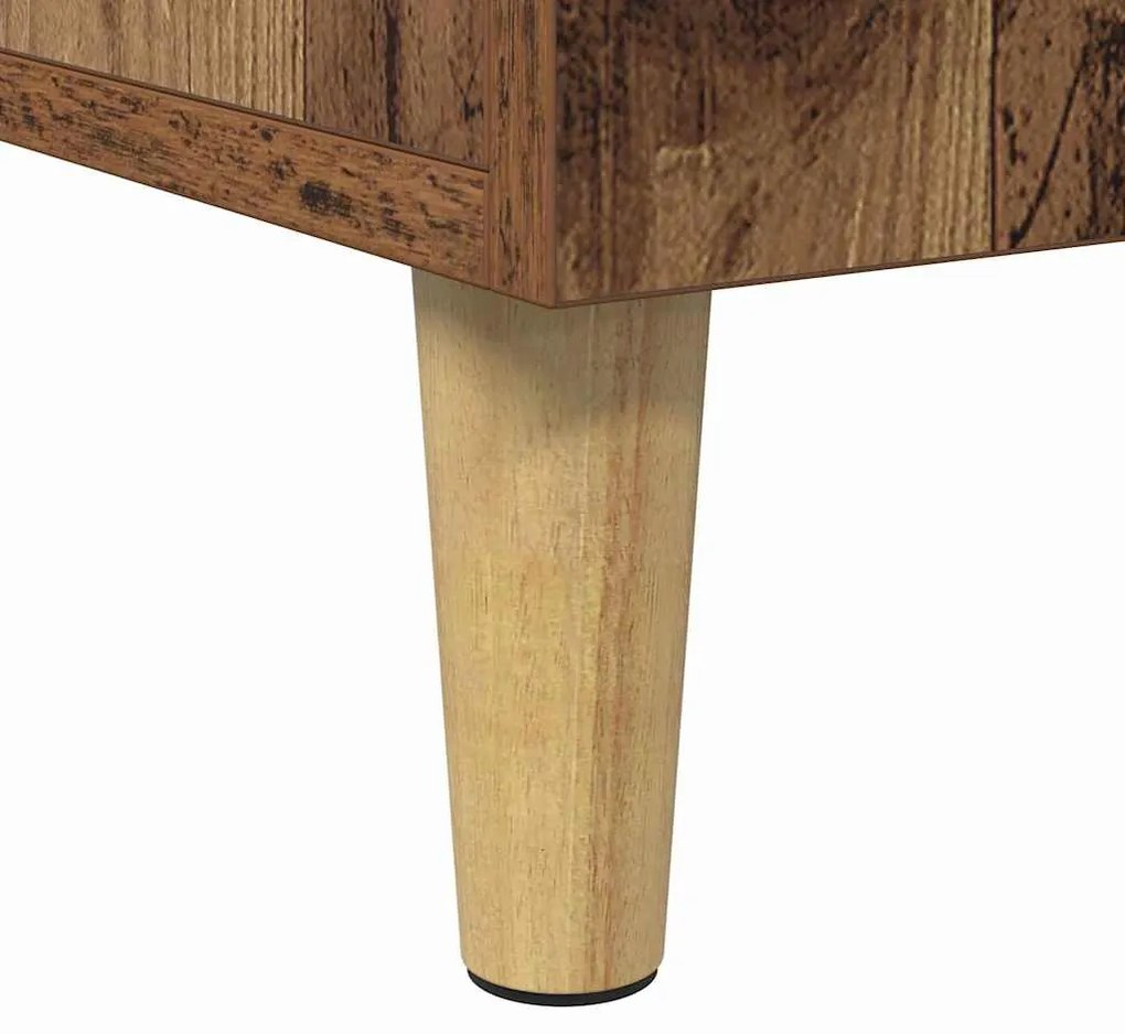 vidaXL Asztal polcokkal tárolóval Öreg fa 140 x 50 x 75 cm Faanyag