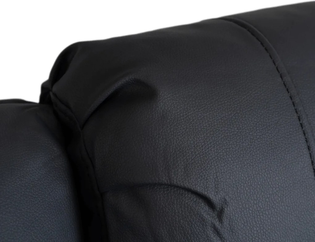 Elektromos masszázsfotel, dönthető fekete ökobőr, JASPER