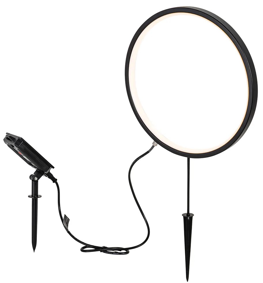 Tüskeszerű lámpa fekete 60 cm, újratölthető LED-del és napelemes IP65 - Adalind