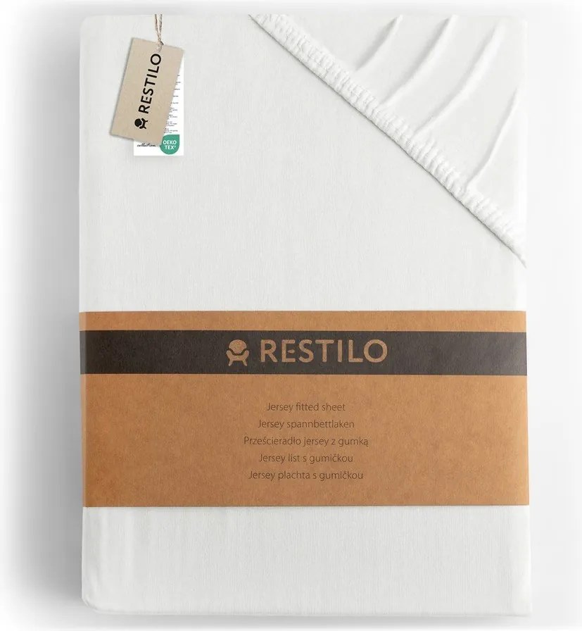Fehér gumis jersey lepedő 180x200 cm Amber – Restilo