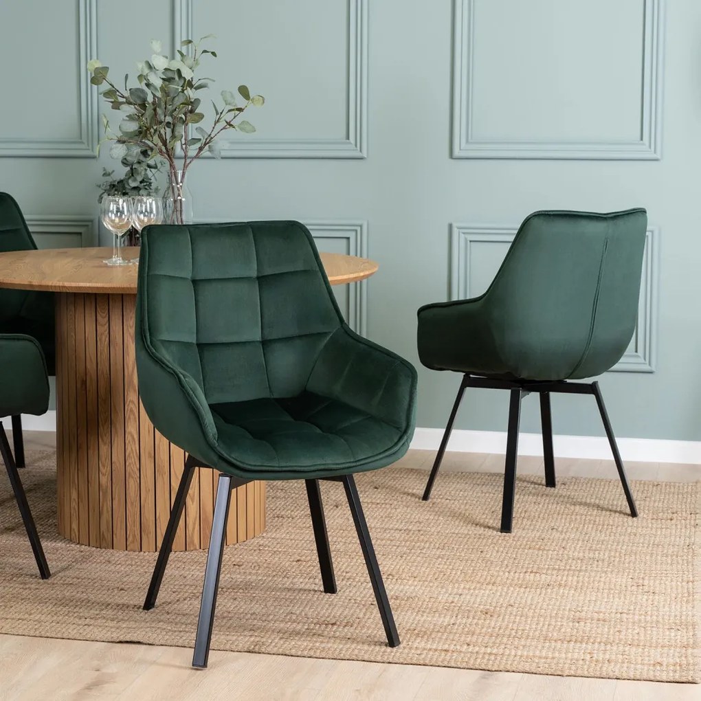 Forgószék zöld bársony kárpittal – LUNA