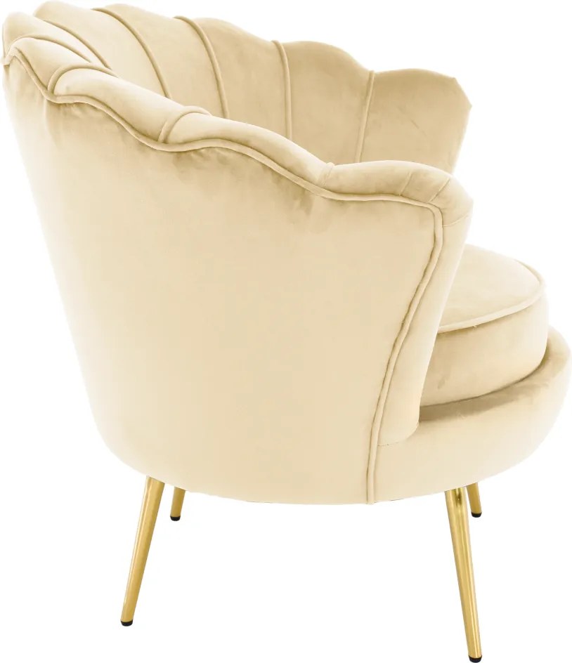 Art-deco stílusú fotel, bézs Velvet szövet/gold arany króm, NOBLEO