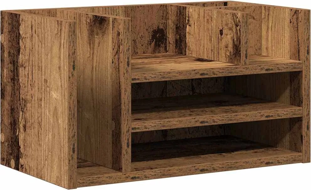 vidaXL Íróasztali rendező Öreg fa 44,5 x 24 x 25 cm Faanyag