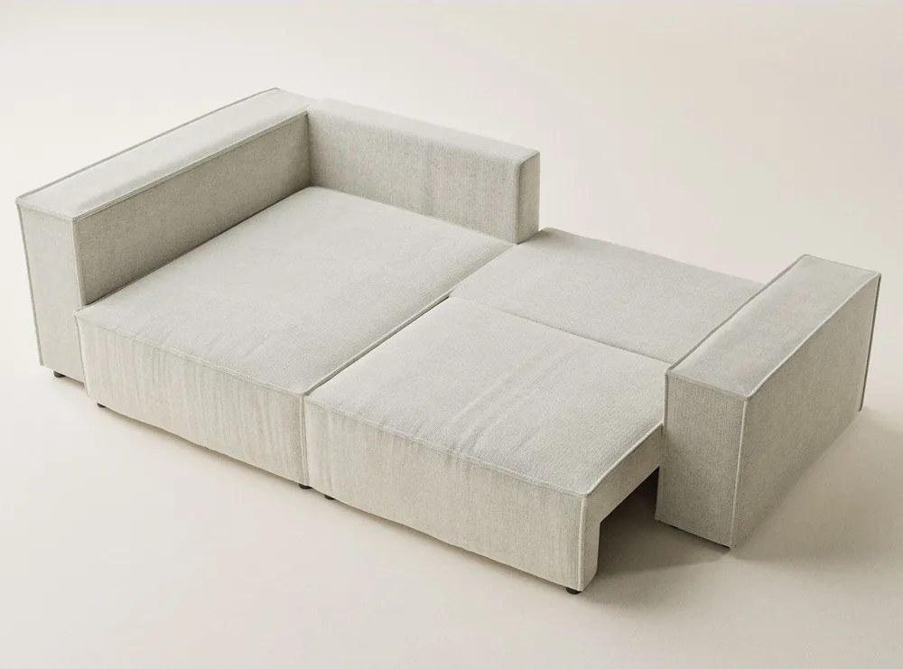 Krémszínű zsenília kinyitható-tárolóhelyes sarokkanapé (bal oldali-L alakú) Tonga – Maison de Rêve
