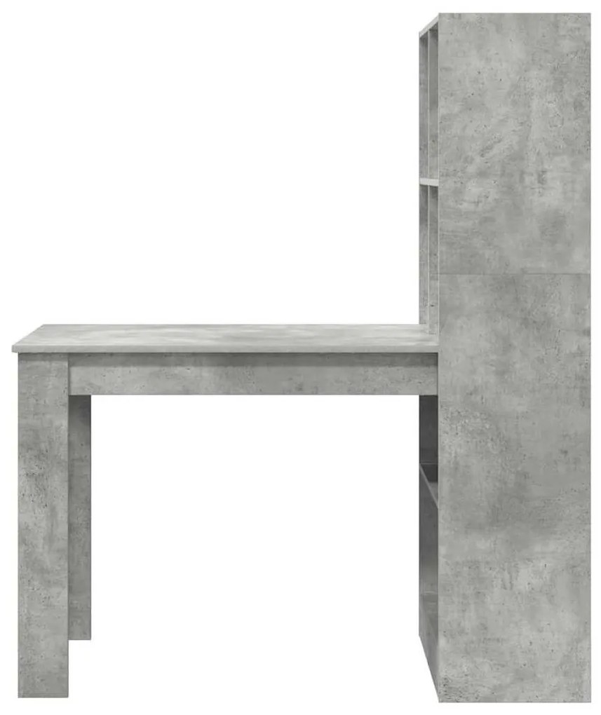 Asztal polcokkal Beton Szürke 122 x 67 x 145 cm Faanyag