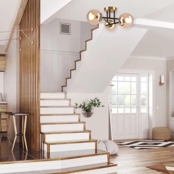 Felületre szerelhető csillár MALENA 3xE14/5W/230V arany/fekete/füstös bézs