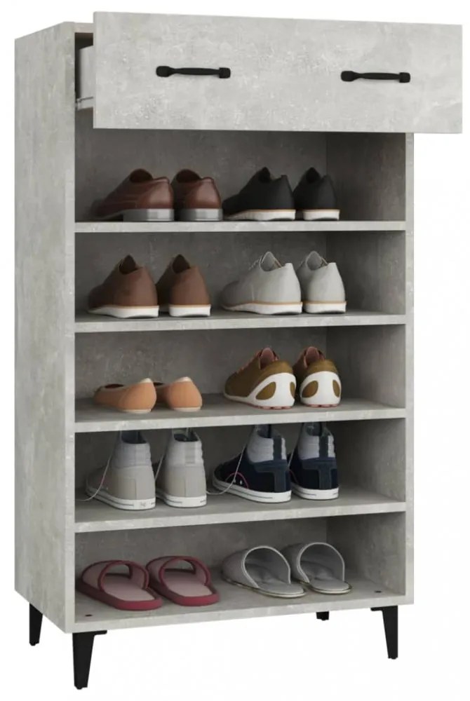 vidaXL betonszürke szerelt fa cipőszekrény 60 x 35 x 105 cm
