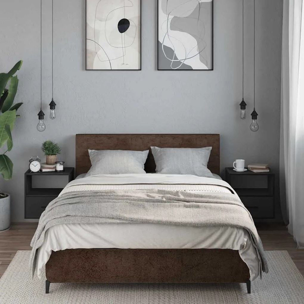 2 db fekete falra szerelhető éjjeliszekrény 40 x 31 x 39,5 cm