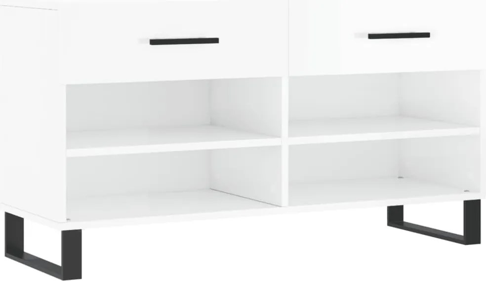 vidaXL magasfényű fehér szerelt fa cipőpolc 102x35x55 cm