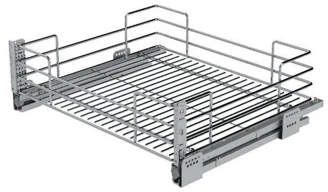 Konyhai fémrács, 900mm, 180mm magas fiók, frontrögzítéssel, króm, teljes kihúzás, csillapított záródás, 30kg teherbírás, SIGE Green 116