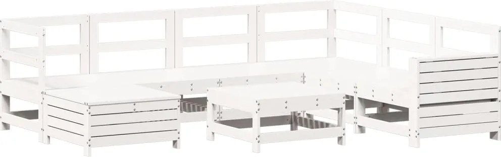 vidaXL 8 részes fehér tömör fenyőfa kerti kanapészett