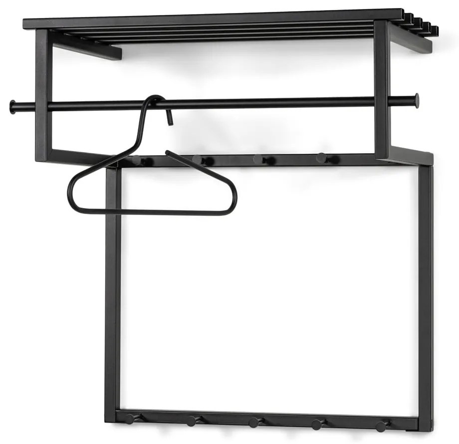 Fekete fém fali fogas polccal 76 cm Rizzoli – Spinder Design