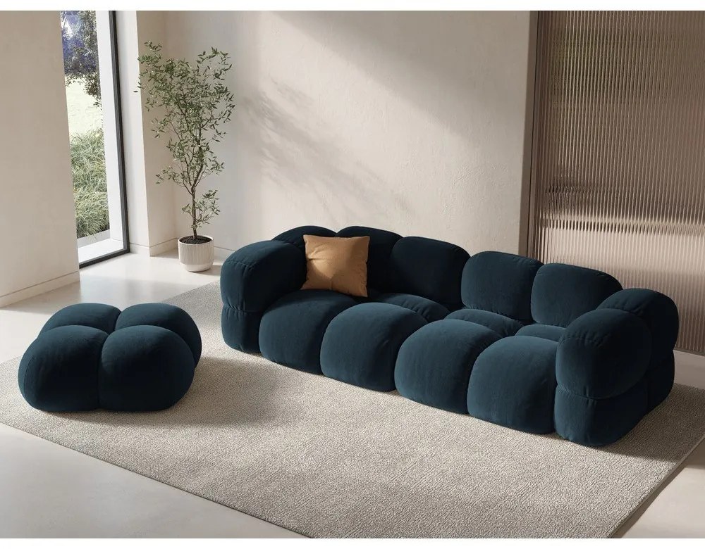 Sötétkék bársony lábtartó Loretto – Cosmopolitan Design