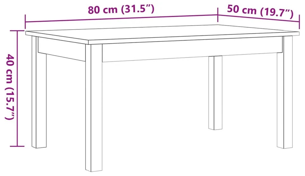vidaXL viaszbarna tömör fenyőfa dohányzóasztal 80 x 50 x 40 cm