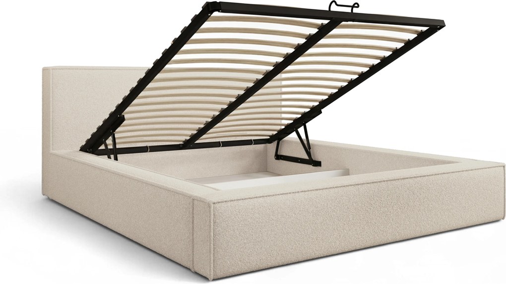 Nirello kárpitozott ágy 160x200 cm, ágyneműtartós - bézs buklé Quelle 03