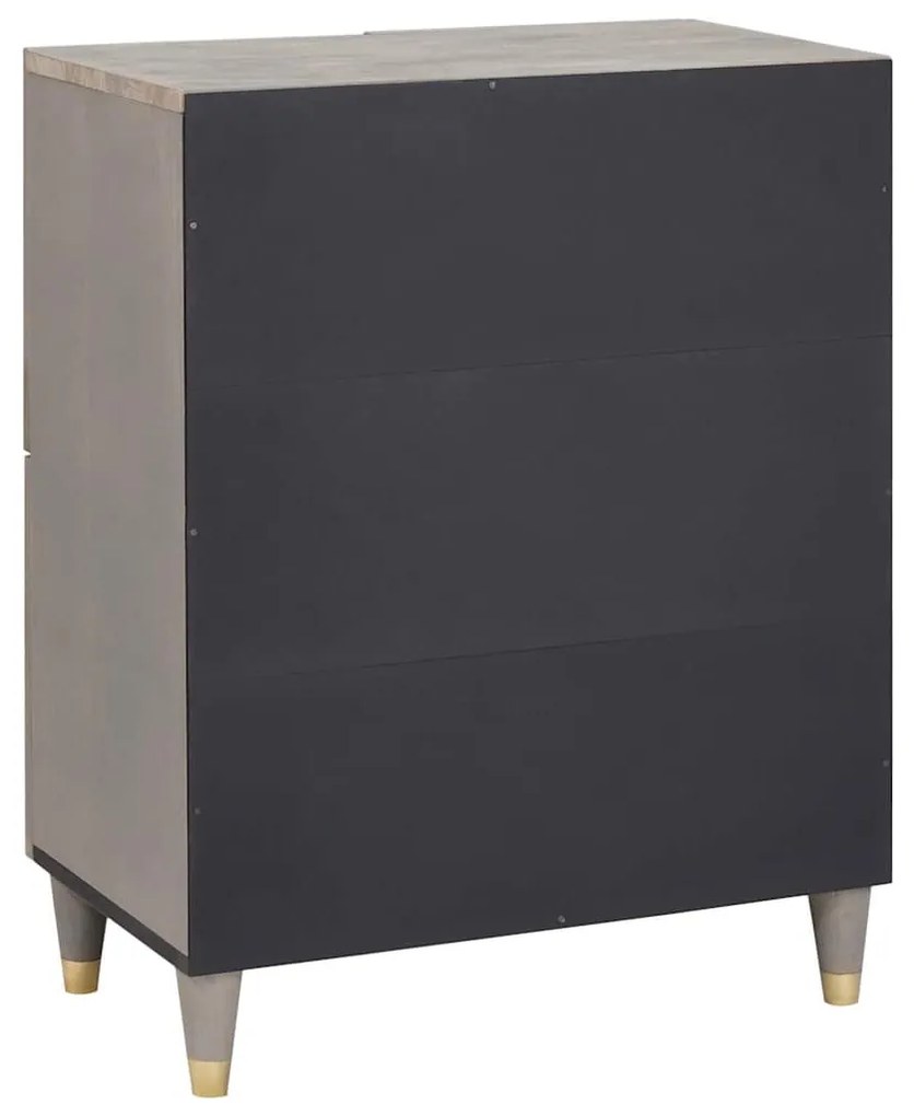 Széf polcokkal Szürke és Arany 60 x 33 x 75 cm Tömör mangófa