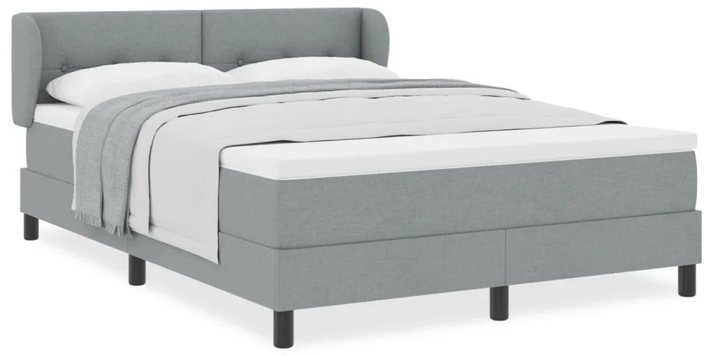 Boxspring Ágy Matrac Kivilágított Szürke 140x200 cm Szövet