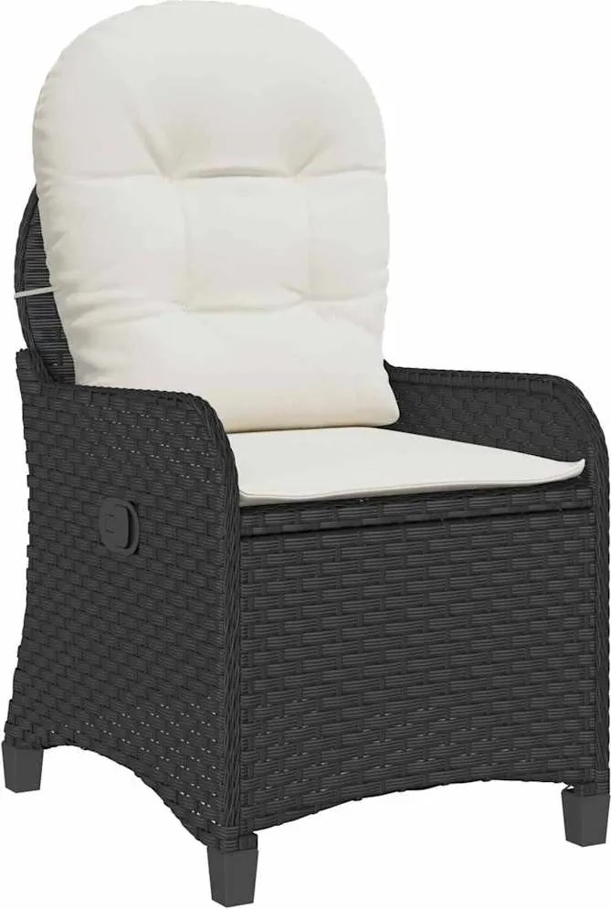 vidaXL Fotel ágy párnával Fekete 56 x 66 x 95 cm polirattan