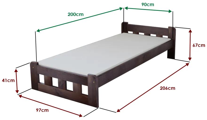 Naomi magasított ágy 90x200 cm, diófa Ágyrács: Ágyrács nélkül, Matrac: Coco Maxi 19 cm matrac