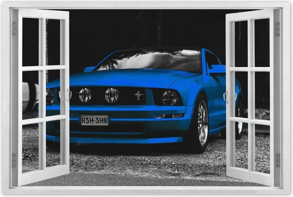 Poszter 60x40 Kék Ford Mustang