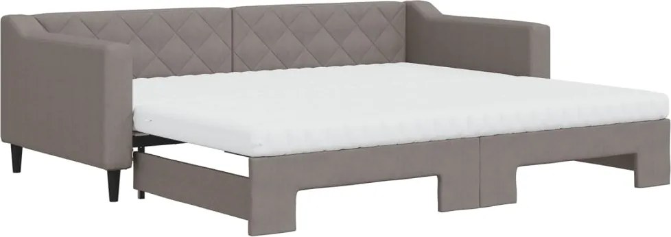 vidaXL tópszínű kihúzható szövet heverő matracokkal 90 x 200 cm