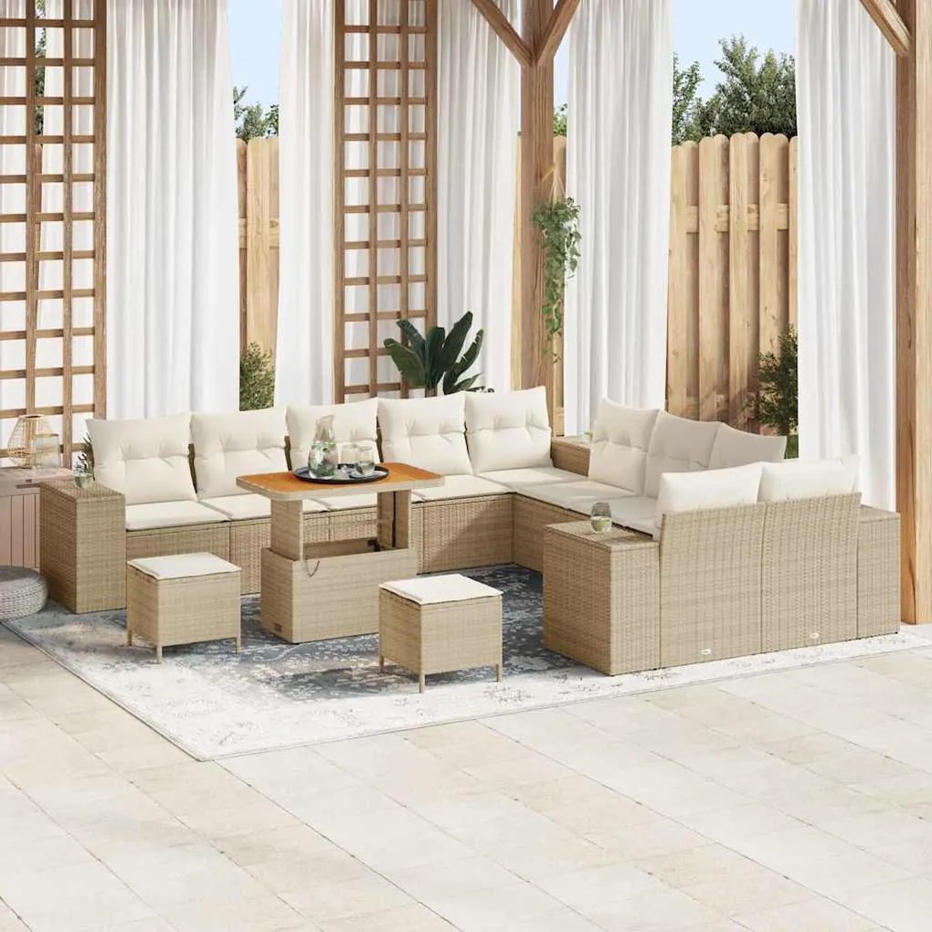 Kerti Kanapé Szett 13 pcs Beige és krém 90 x 55 x 71 cm