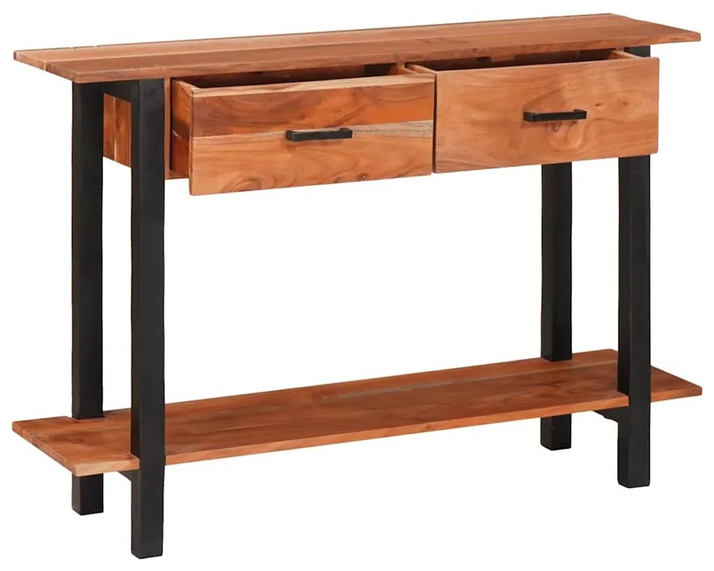 Konzolasztal fiókkal Barna 110 x 30 x 75 cm tömör akácfa