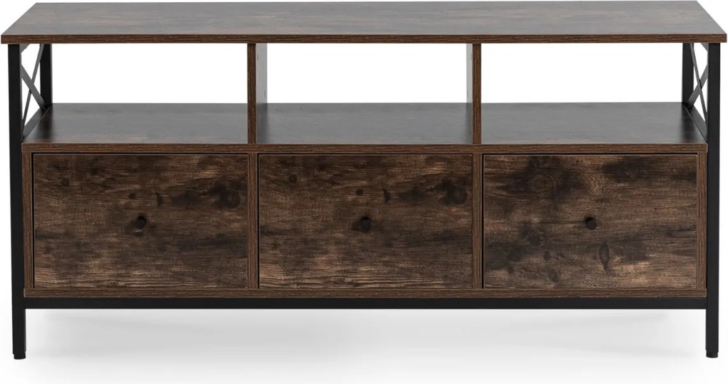 TV-szekrény 120 cm méretben, fiókos kivitelben, rusztikus tölgy színben ZONE