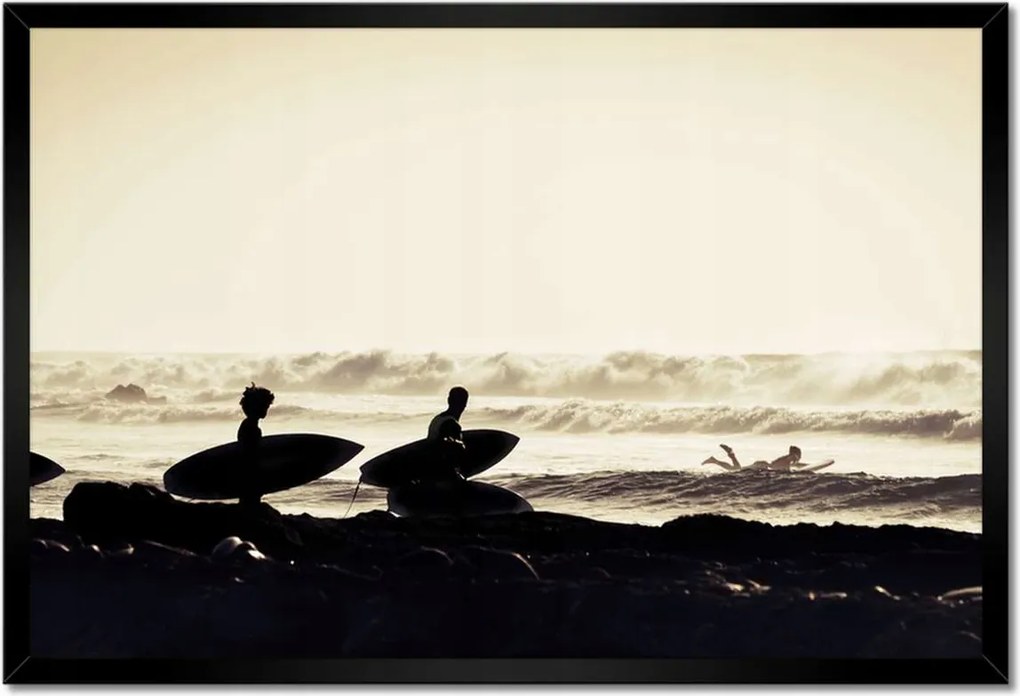 Poszterek keretben 60x40 Szörfözés naplemente