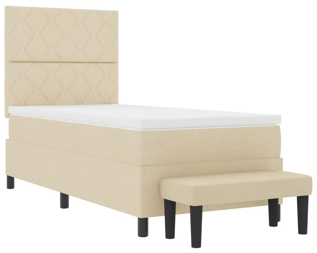 Boxspring ágy matraccal és paddal krém színben 90x200 cm szövet