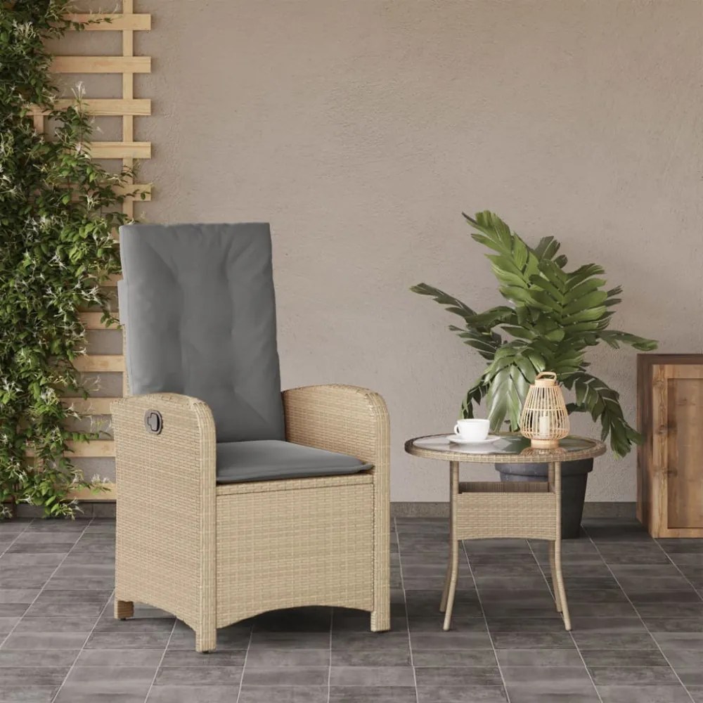 vegyes bézs polyrattan dönthető kerti szék párnákkal