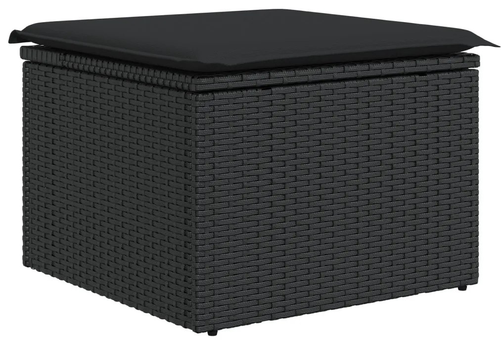 Kerti Kanapé Szett 5 pcs Fekete Poli rattan, porfestett acél