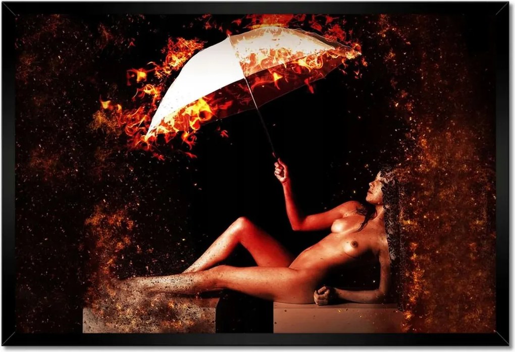 Poszterek keretben 60x40 Csaj lángoló pózban