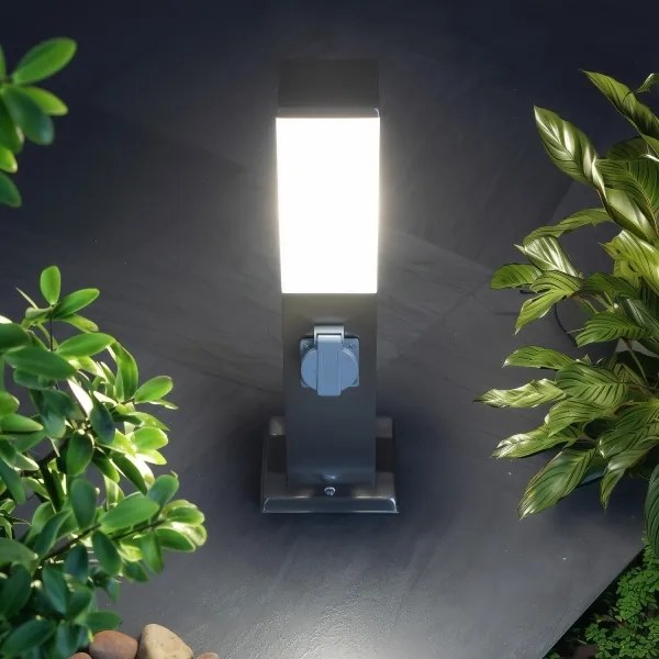 BRILAGI - Kültéri lámpa két Schuko aljzattal SCHUKO NOVA 1xE27/15W/230V 40 cm IP44 króm