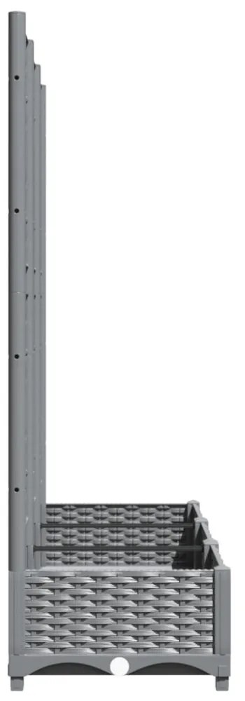 világosszürke PP rácsos kerti ültetőláda 120 x 40 x 121,5 cm